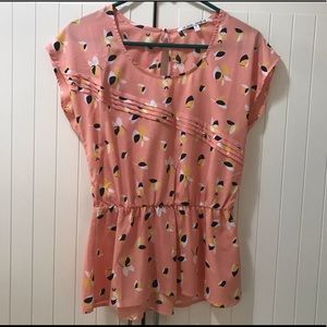 Patterned Peplum Blouse